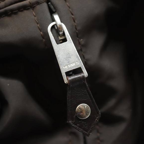 HERMES Acape Luco PM Hand Bag Nylon Brown Auth bs14944 - Picture 10 of 16